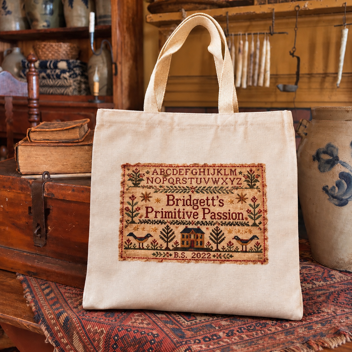 Primitive Sampler Canvas Tote Bag